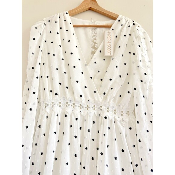 Just Me White and Black Tiered boho chic Ruffled maxi Sundress romantic size M - Picture 3 of 16